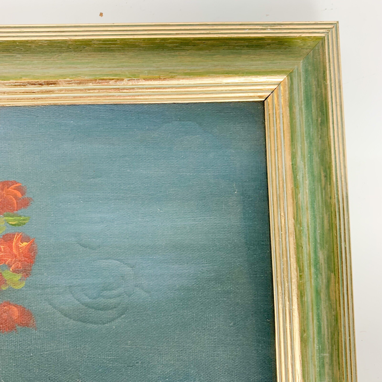 Vintage Vase of Flowers & Egg Basket Still Life Framed Painting Signed Art mcm