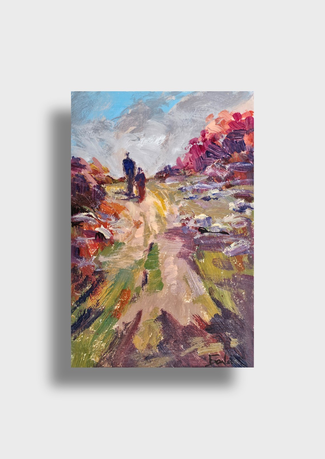 Oil painting The walk Ukrainian painter canvas Unframed original Decor landscape