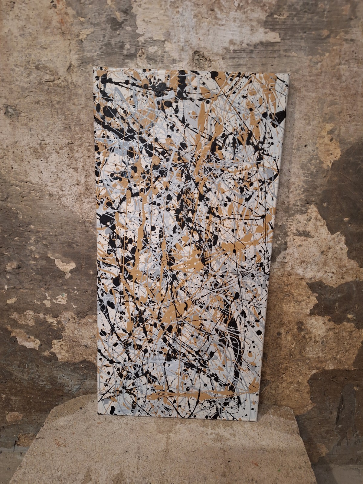 Original Abstract Action Painting jackson pollock style signed art decor paint